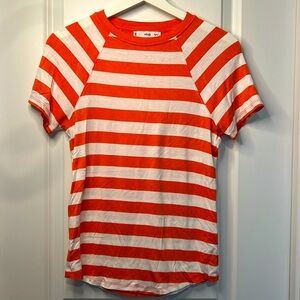 Mango Orange and White Striped Short Sleeve Tee